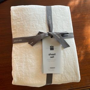 West Elm linen sheet set NWT